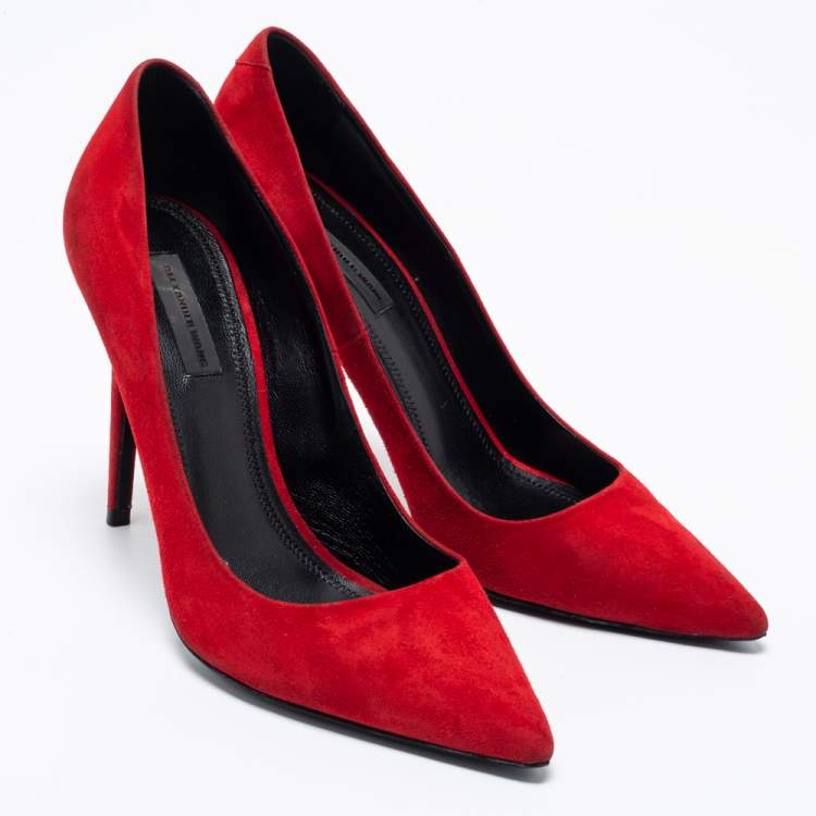 Pre Owned Alexander Wang Red Suede Pointed Toe Pumps Size 38