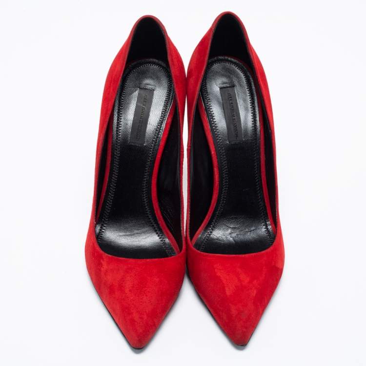 Pre Owned Alexander Wang Red Suede Pointed Toe Pumps Size 38