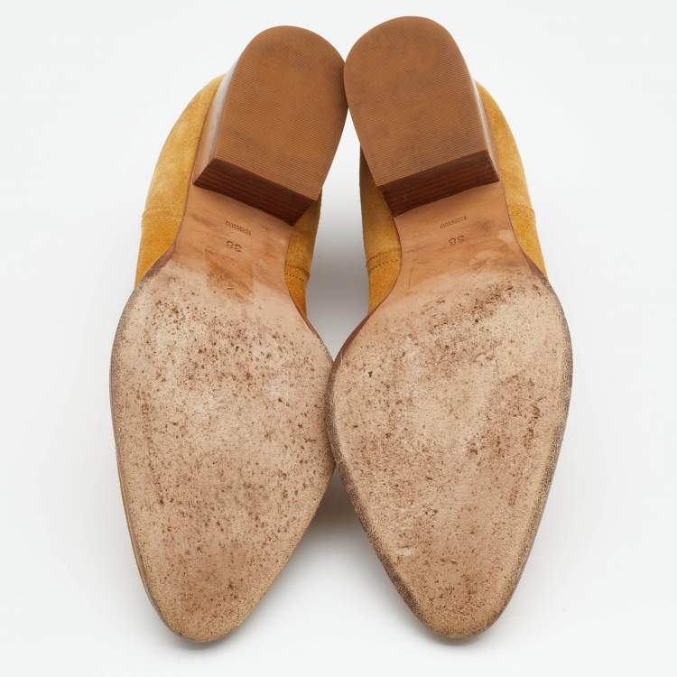 Pre Owned Alexander Wang Mustard Suede Cut Out Kori Ankle Booties Size 38