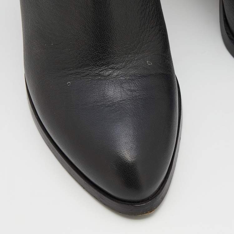 Pre Owned Alexander Wang Black Leather Gabi Ankle Length Boots Size 36