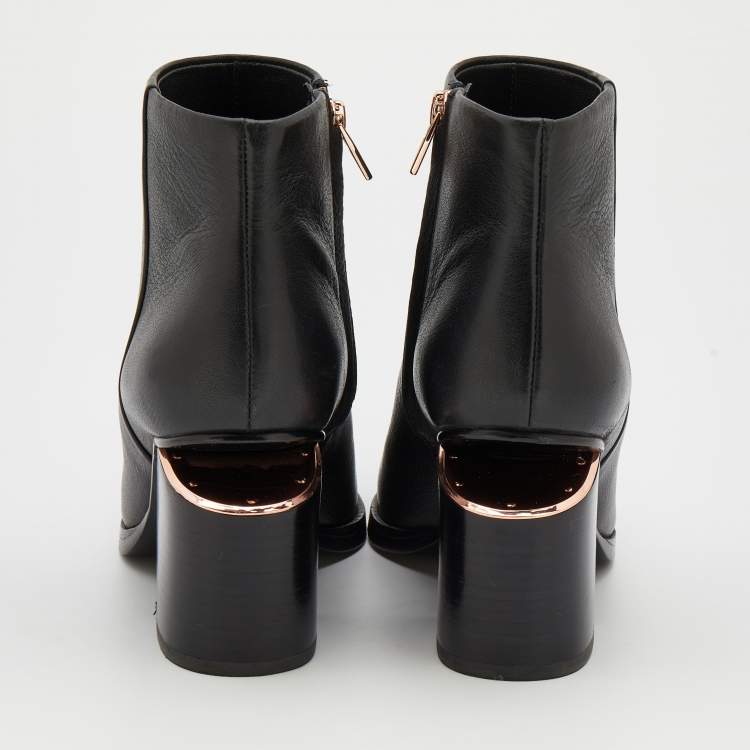 Pre Owned Alexander Wang Black Leather Gabi Ankle Length Boots Size 36