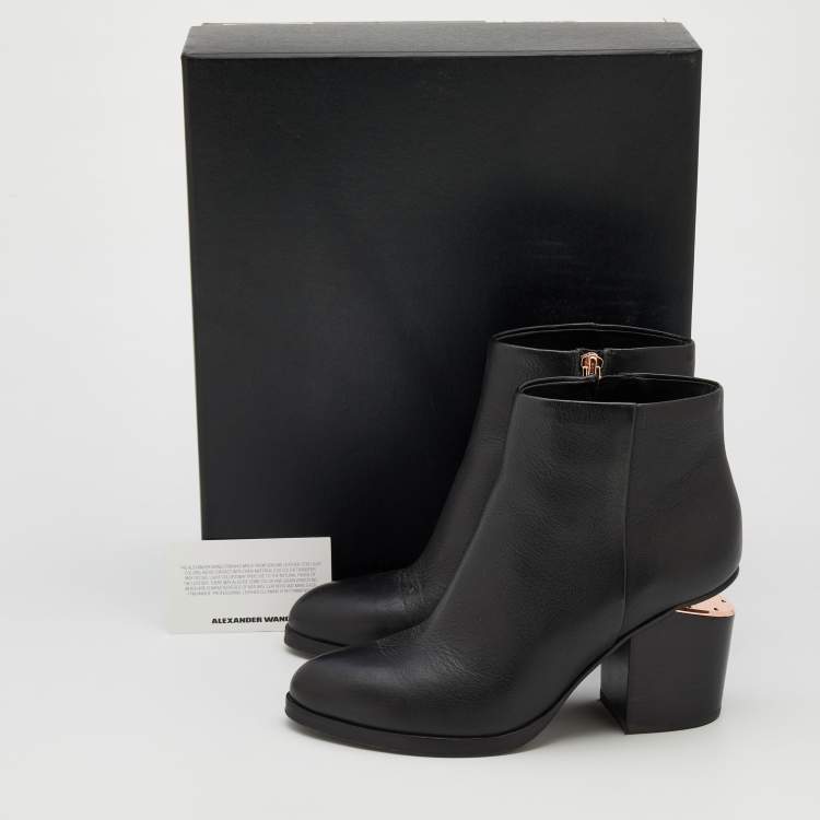Pre Owned Alexander Wang Black Leather Gabi Ankle Length Boots Size 36