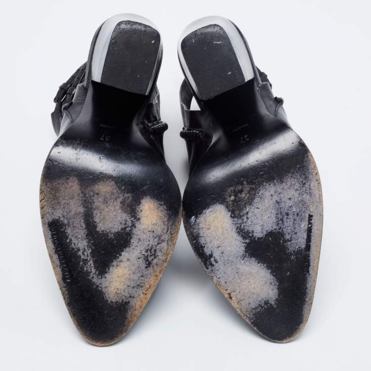 Pre Owned Alexander Wang Black Leather Dasha Ankle Boots Size 37