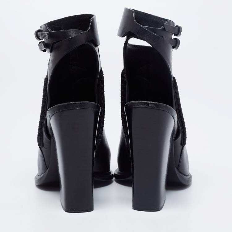 Pre Owned Alexander Wang Black Leather Dasha Ankle Boots Size 37