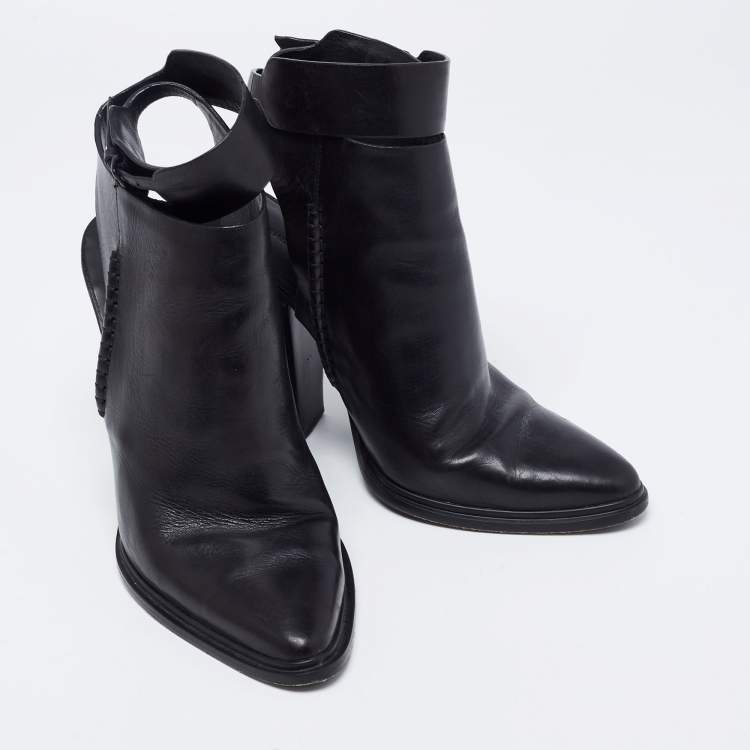 Pre Owned Alexander Wang Black Leather Dasha Ankle Boots Size 37
