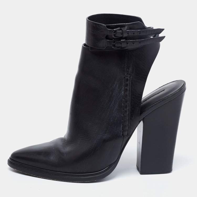Pre Owned Alexander Wang Black Leather Dasha Ankle Boots Size 37