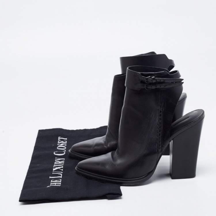 Pre Owned Alexander Wang Black Leather Dasha Ankle Boots Size 37