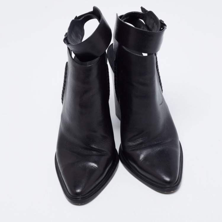 Pre Owned Alexander Wang Black Leather Dasha Ankle Boots Size 37