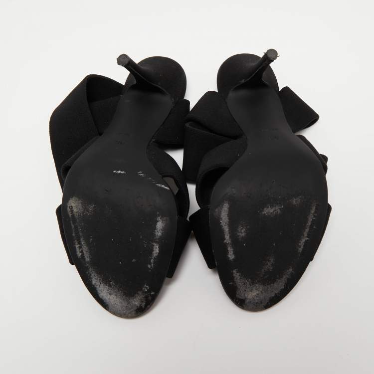 Pre Owned Alexander Wang Black Canvas Ankle Wrap Sandals Size 36