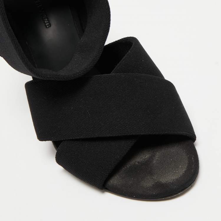 Pre Owned Alexander Wang Black Canvas Ankle Wrap Sandals Size 36