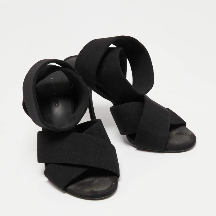 Pre Owned Alexander Wang Black Canvas Ankle Wrap Sandals Size 36