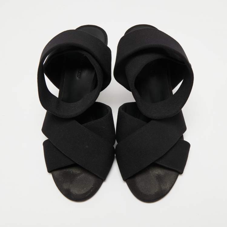 Pre Owned Alexander Wang Black Canvas Ankle Wrap Sandals Size 36