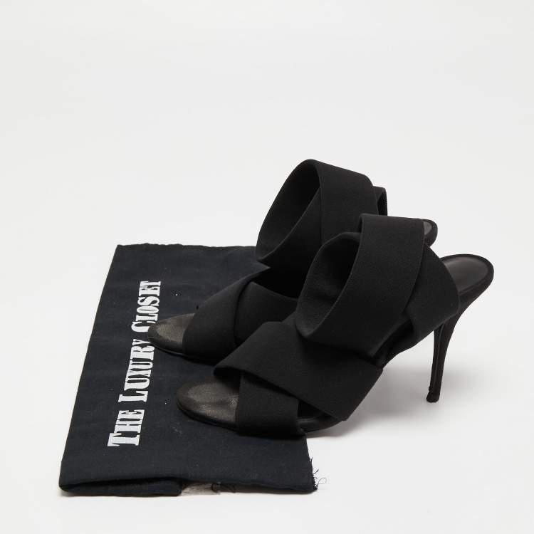 Pre Owned Alexander Wang Black Canvas Ankle Wrap Sandals Size 36