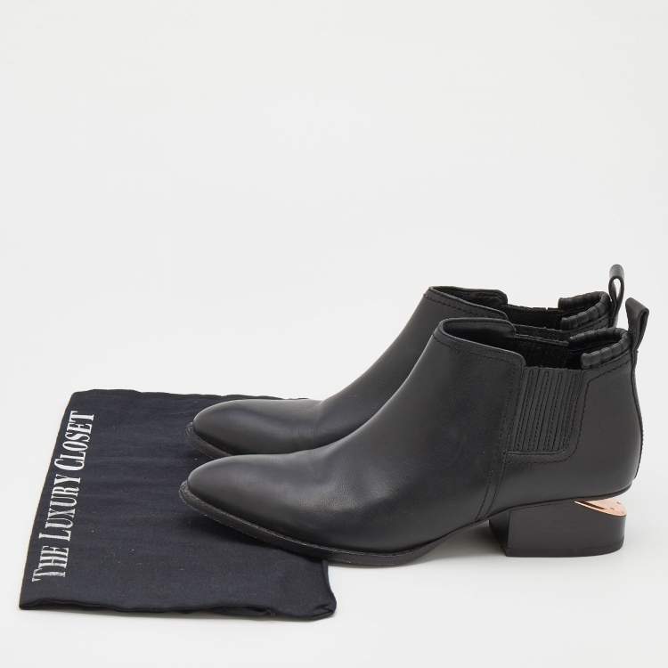 Pre Owned Alexander Wang Black Leather Gabi Ankle Length Boots Size 38