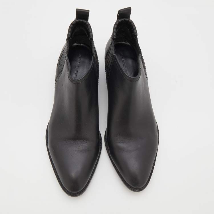 Pre Owned Alexander Wang Black Leather Gabi Ankle Length Boots Size 38