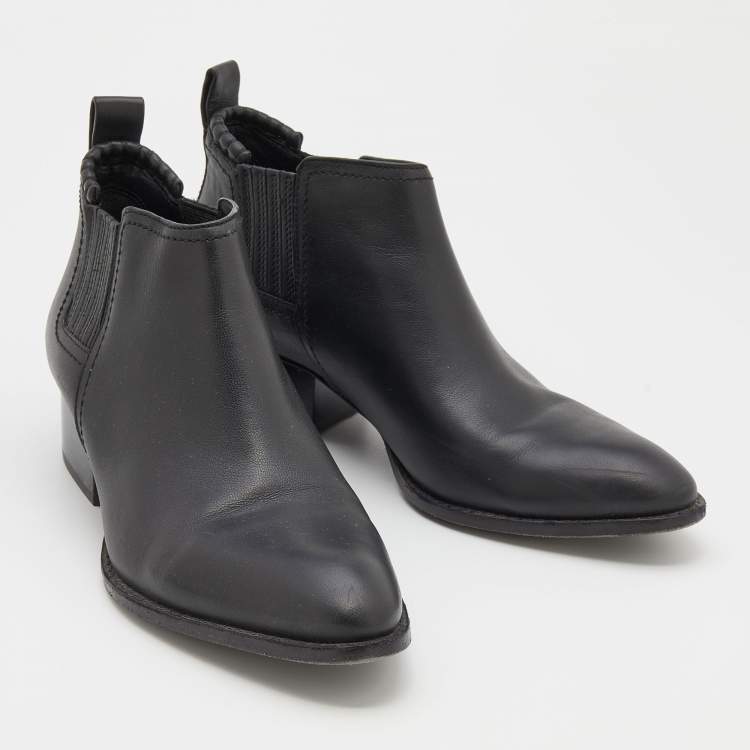 Pre Owned Alexander Wang Black Leather Gabi Ankle Length Boots Size 38