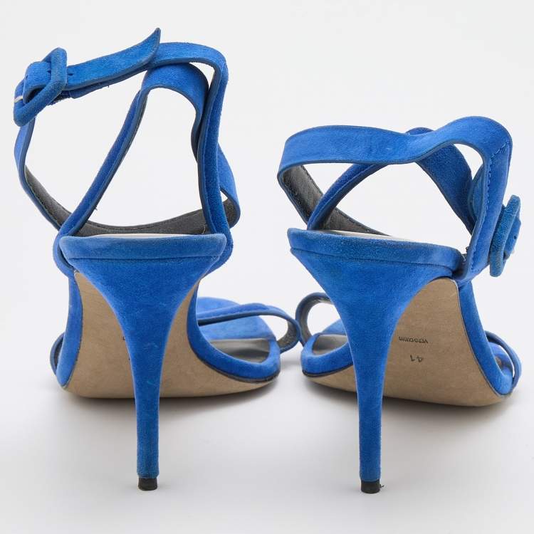 Pre Owned Alexander Wang Royal Blue Suede Antonia Ankle Strap Sandals Size 41