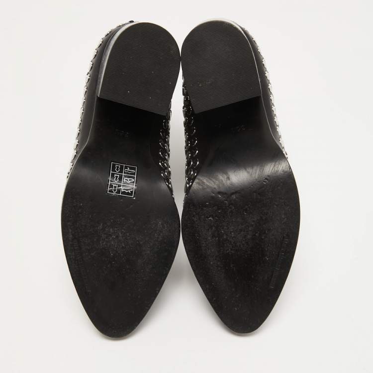 Pre Owned Alexander Wang Black Studded Leather Gabi Ankle Booties Size 35.5