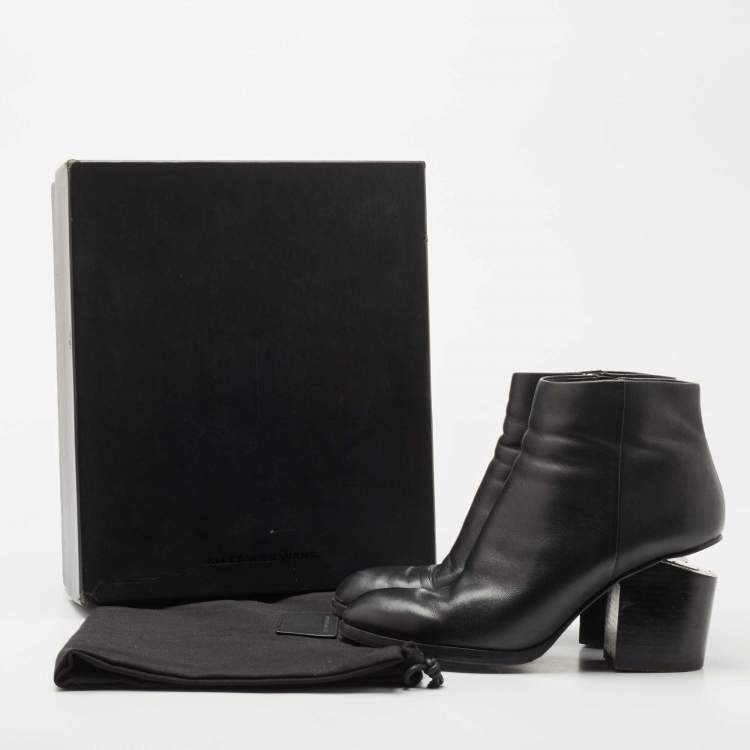 Pre Owned Alexander Wang Black Leather Cut Out Kori Ankle Boots Size 38.5