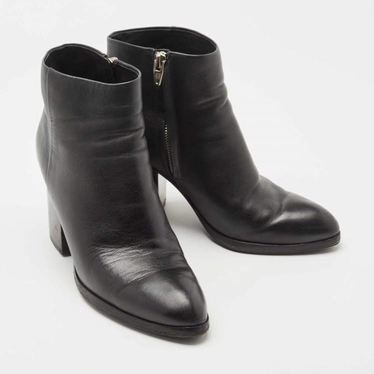 Pre Owned Alexander Wang Black Leather Cut Out Kori Ankle Boots Size 38.5
