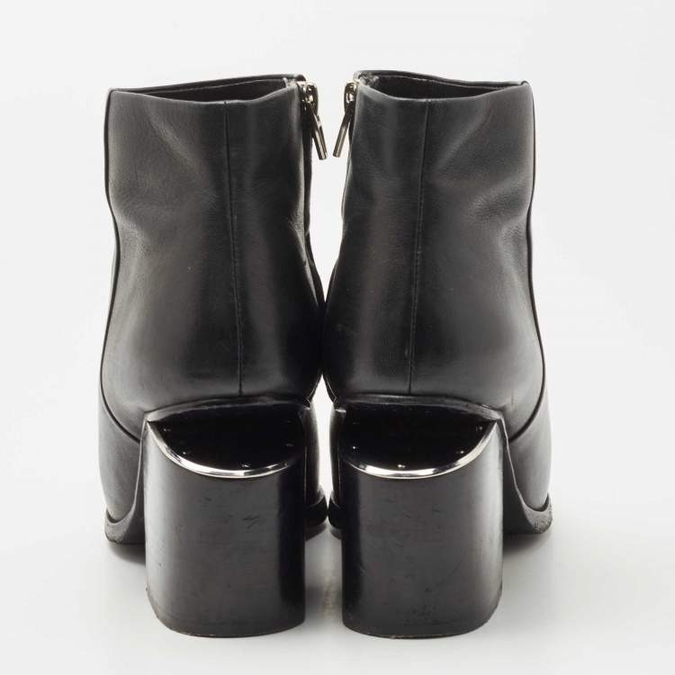 Pre Owned Alexander Wang Black Leather Cut Out Kori Ankle Boots Size 38.5