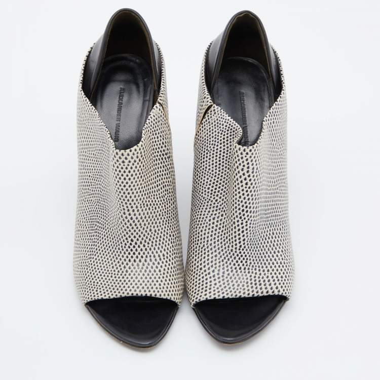 Pre Owned Alexander Wang Two Tone Embossed Lizard and Leather Alla Wedge Booties Size 40.5