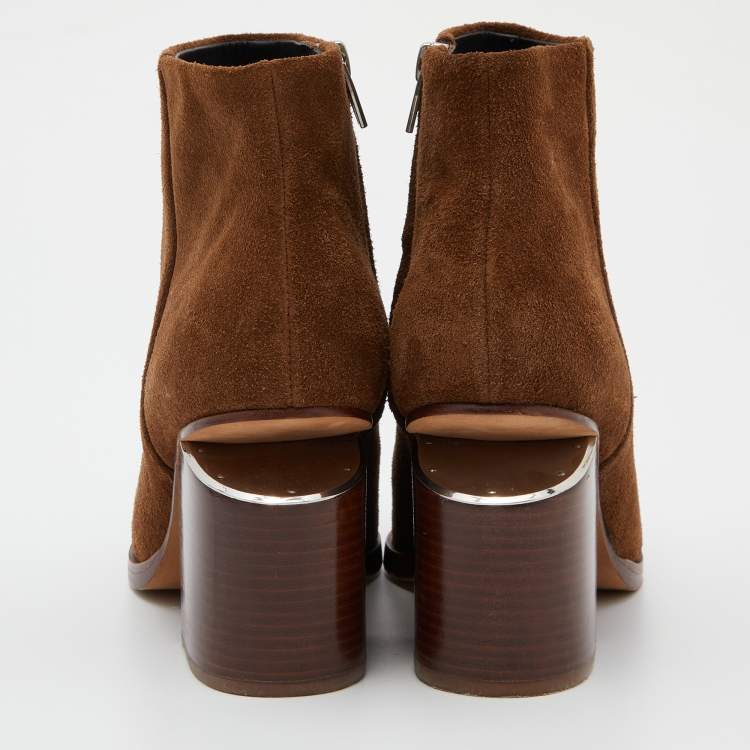 مملوكة مسبقًا Alexander Wang Brown Suede Gabi Ankle Booties Size 39.5