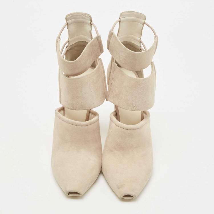 Pre Owned Alexander Wang Light Grey Nubuck Leather Mackenzie Cut Out Booties Size 39