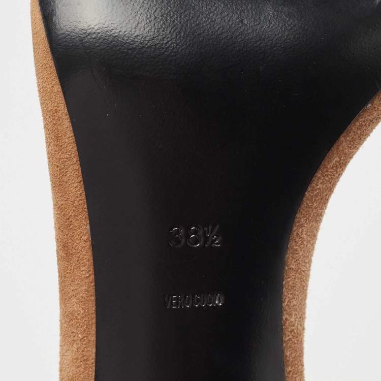 Pre Owned Alexander Wang Light Brown Nubuck Leather Lovisa Ankle Wrap Pumps Size 38.5
