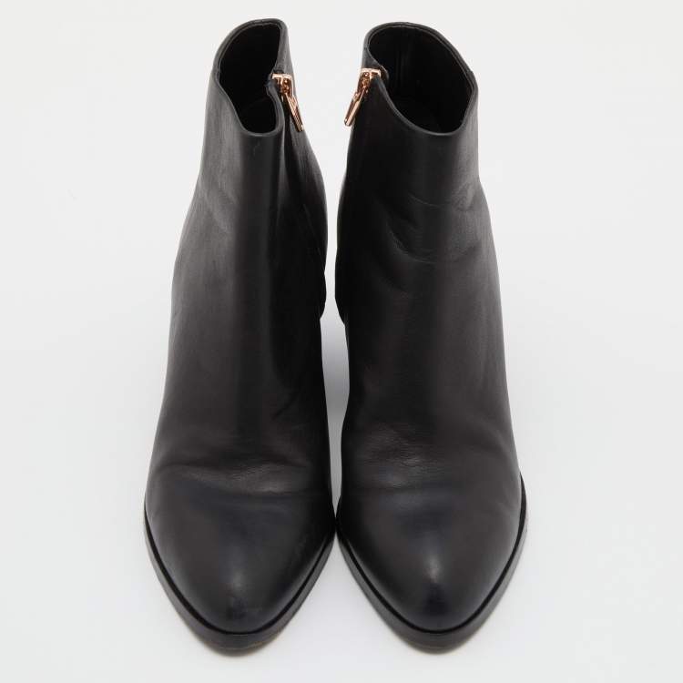 Pre Owned Alexander Wang Black Leather Gabi Ankle Booties Size 39.5