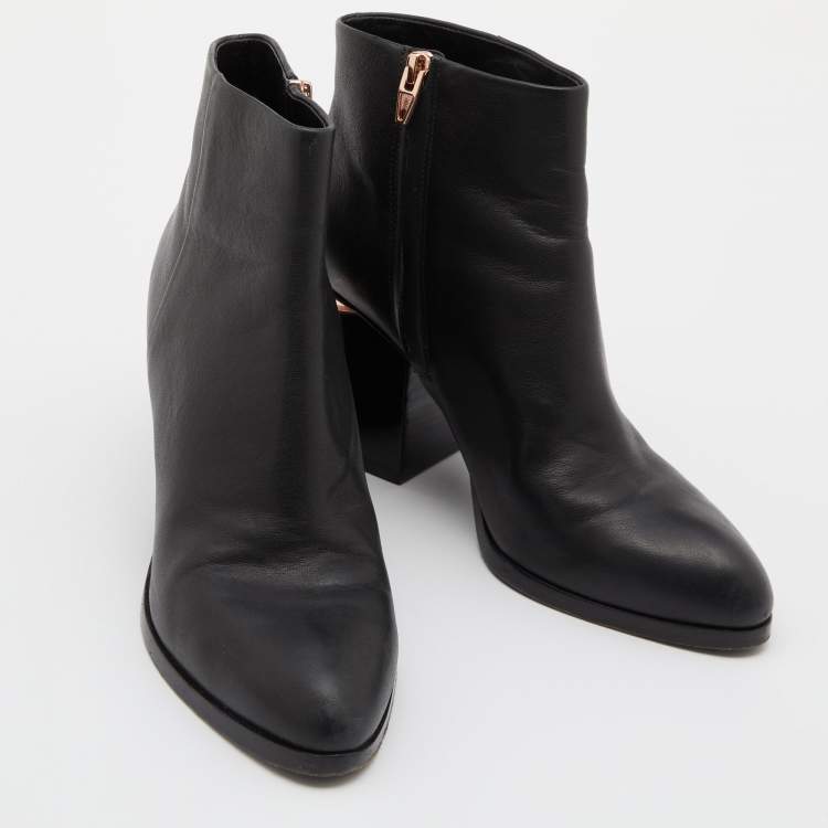 Pre Owned Alexander Wang Black Leather Gabi Ankle Booties Size 39.5