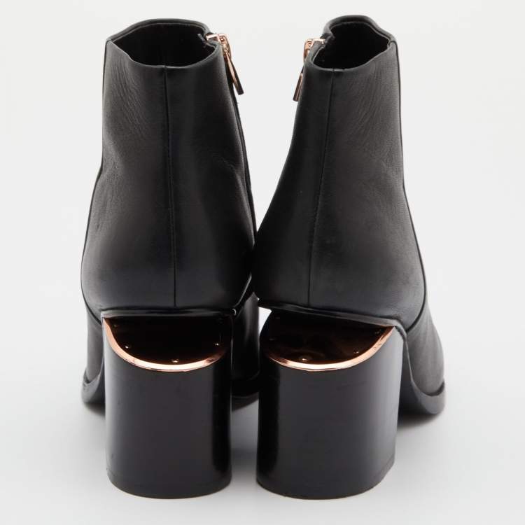 Pre Owned Alexander Wang Black Leather Gabi Ankle Booties Size 39.5
