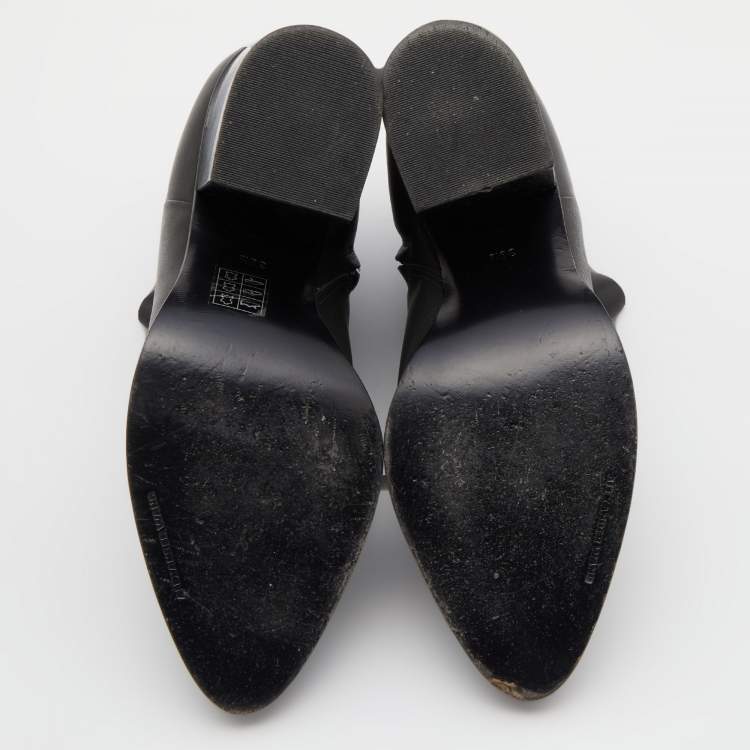 Pre Owned Alexander Wang Black Leather Gabi Ankle Booties Size 39.5