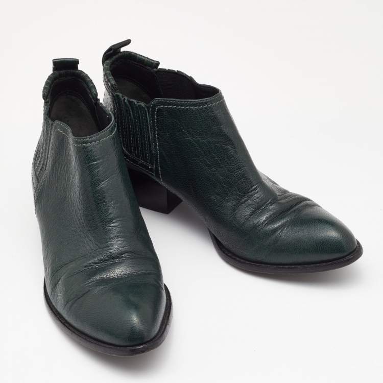 Pre Owned Alexander Wang Green Leather Cut Out Kori Ankle Boots Size 38