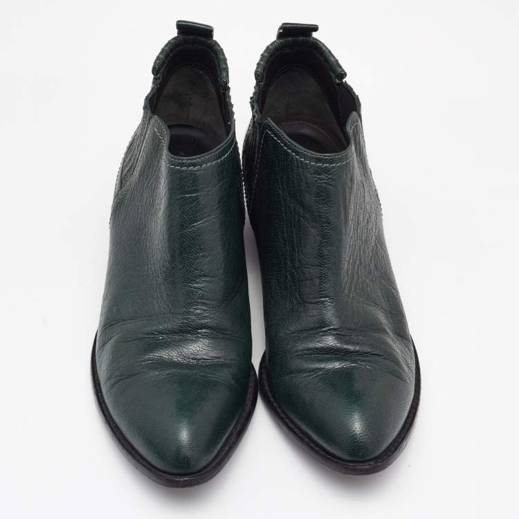 Pre Owned Alexander Wang Green Leather Cut Out Kori Ankle Boots Size 38