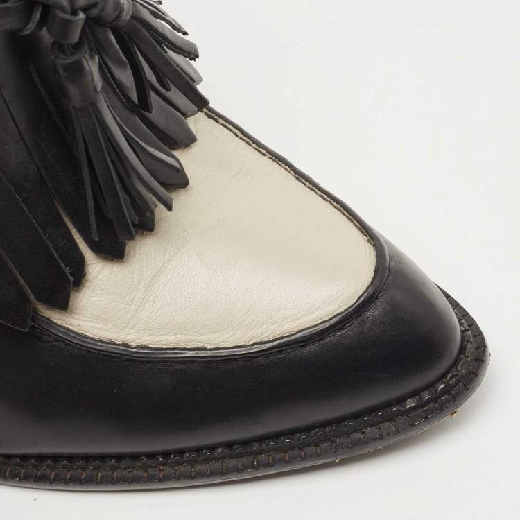Pre Owned Alexander Wang Black/White Leather Trish Wedge Mules Size 38
