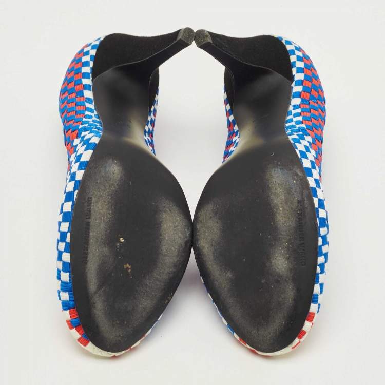 Pre Owned Alexander Wang Tricolor Woven Fabric Carla Pumps Size 38