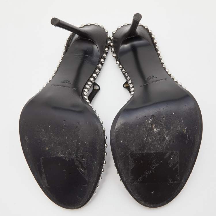 Pre Owned Alexander Wang Black PVC Studded Slingback Nova Sandals Size 39.5