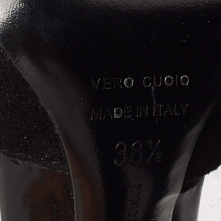 Pre Owned Alexander Wang Black Fur And Patent Ankle Strap Sandals Size 38.5
