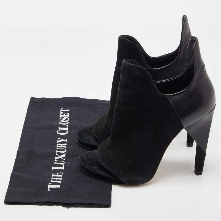 Pre Owned Alexander Wang Black Leather and Suede Ankle Boots Size 38