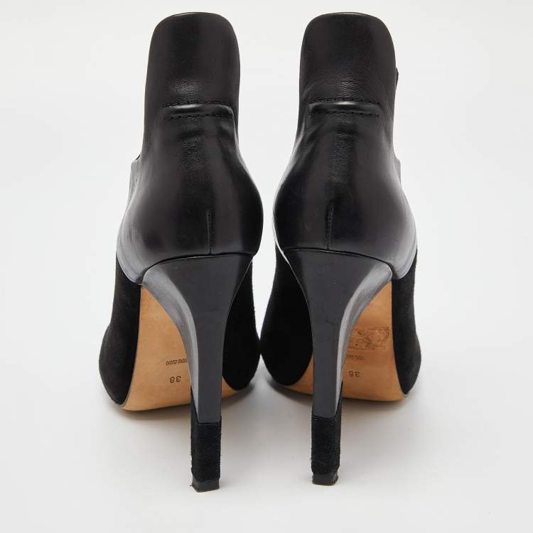 Pre Owned Alexander Wang Black Leather and Suede Ankle Boots Size 38
