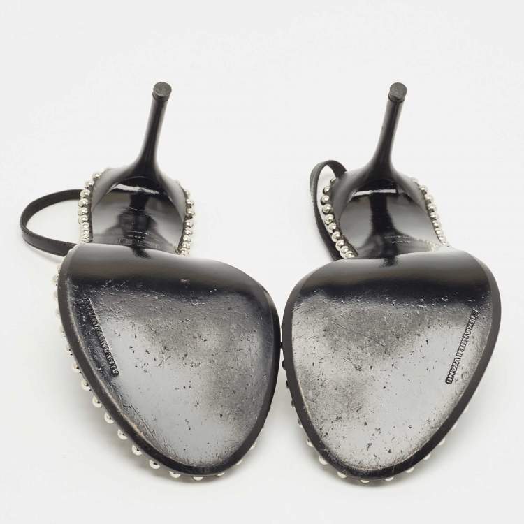 Pre Owned Alexander Wang Black PVC and Leather Slingback Sandals Size 36.5