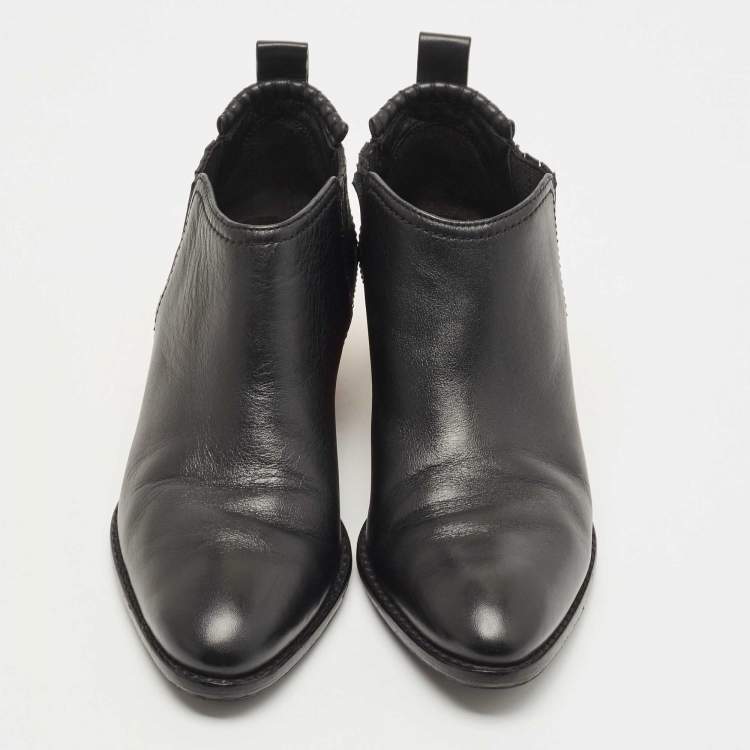 Pre Owned Alexander Wang Black Leather Western Ankle Booties Size 37