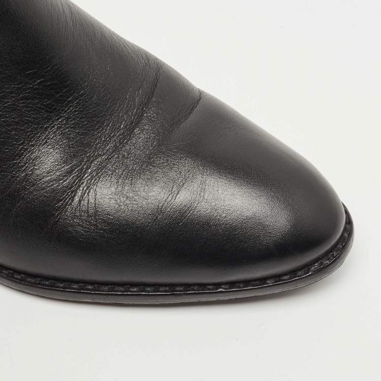 Pre Owned Alexander Wang Black Leather Western Ankle Booties Size 37