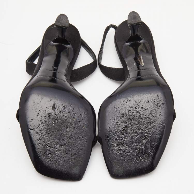 Pre Owned Alexander Wang Black Satin Ivy Slingback Sandals Size 35