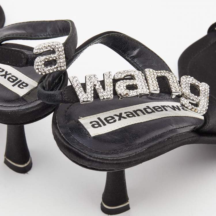 Pre Owned Alexander Wang Black Satin Ivy Slingback Sandals Size 35