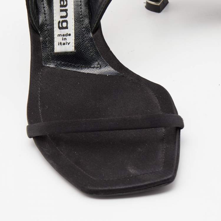 Pre Owned Alexander Wang Black Satin Ivy Slingback Sandals Size 35