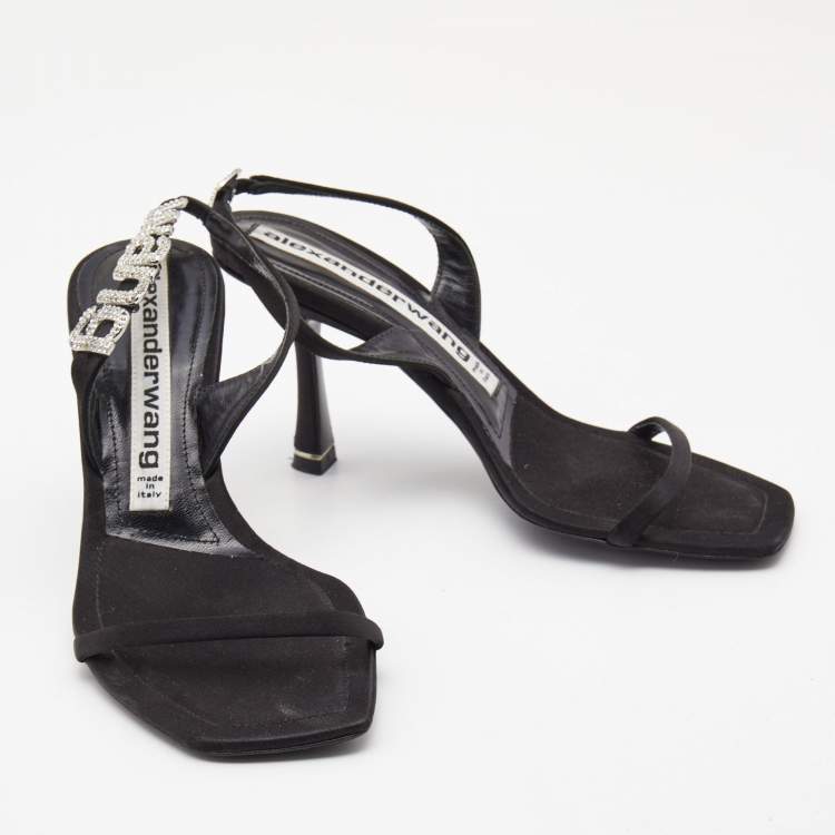 Pre Owned Alexander Wang Black Satin Ivy Slingback Sandals Size 35