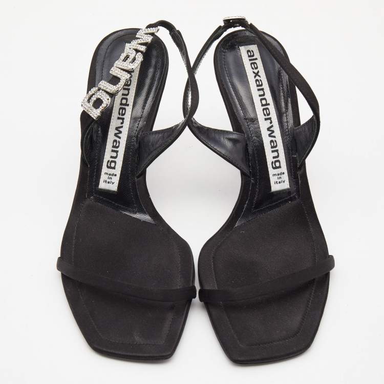 Pre Owned Alexander Wang Black Satin Ivy Slingback Sandals Size 35