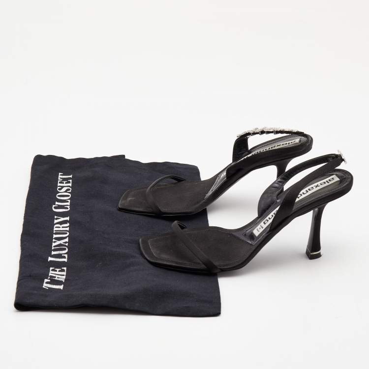 Pre Owned Alexander Wang Black Satin Ivy Slingback Sandals Size 35